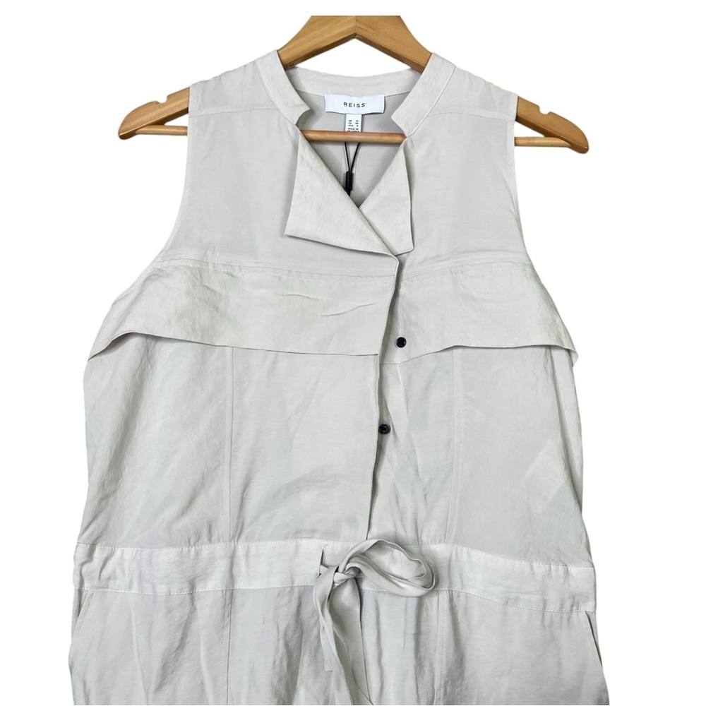Reiss Women Skylar Belted Utility Jumpsuit  Stone Sleeveless Drawstring Sz 6 NEW - Picture 6 of 16